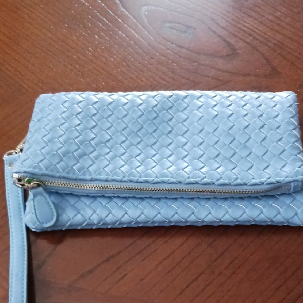 Elegant Blue Woven Clutch